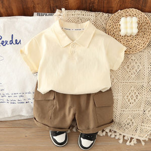 Baby Boys Clothes Set Summer Cotton Plain Polo Shirt Cargo Shorts 2Pcs Baju Budak Lelaki Kids outfit Casual Size 0-5 Years