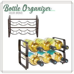 Locaupin Water Bottle Rack Organizer Shelf Kitchen Tumbler Storage Metal Stackable Water Cup Wine Holder For Countertop