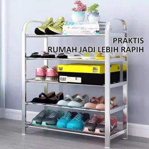 Rak Serbaguna Rak Sepatu Rak dapur Rak Multifungsi 4 Susun Stainless Steel