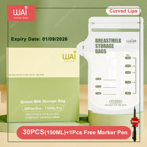 WAI Breastmilk Storage Bag 5oz/7oz | BPA-Free | 360° Irradiation Sterilisation Snack Milk Powder Storage Bag With Marker