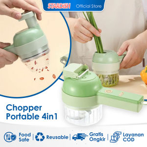 Food Chopper Portable Electric 4 in 1 Alat Pemotong Penggiling Pencincang Makanan Serbaguna