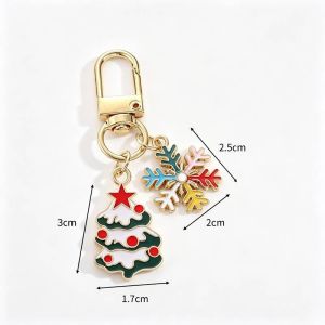 Christmas Series Alloy Keychain Cartoon Cute Santa Clause Christmas Tree Keychain Metal Xmas Pendant Gifts Accessories