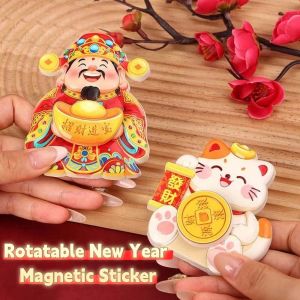 FUNG Cartoon New Year ic Sticker God of Wealth Rotatable 3D Refrigerator s Creative Blessing Lucky Cat Refrigerator Sticker Home Kitchen Decoration