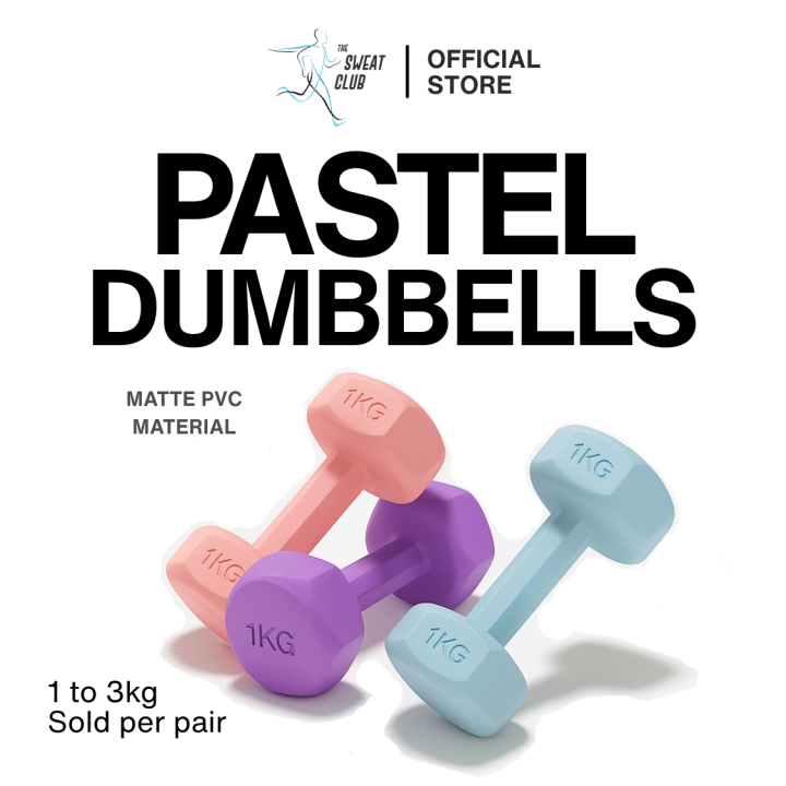 THE SWEAT CLUB 1KG 2KG 3KG Pair Pcs Pastel Matte PVC Dumbbell