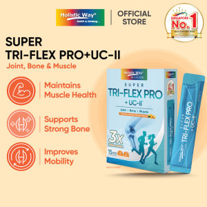 Holistic Way Bio-Elixir Super Tri-Flex Pro + UC-II® — Triple Action Support for Joint Mobility Strong Bones & Muscles | Relieves Joint Stiffness with UC-II® Collagen | Stay Active & Move Freely (15 Powder Sachets x 3g per box)