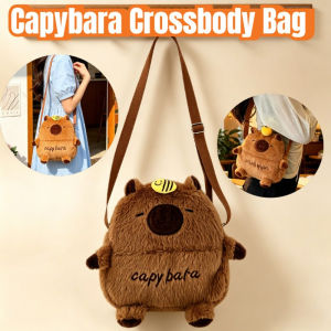 Capybara Crossbody Phone Bag Plush Cartoon Adjustable Strap Practical Storage Kids Gift Daily