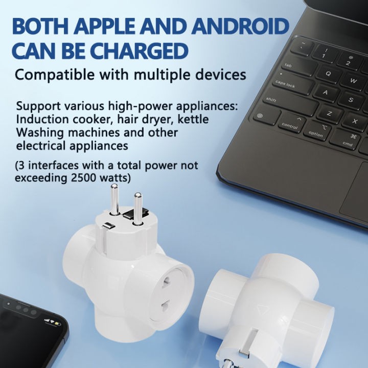 👉kittenBaby EU Electrical Socket 3 Outlets European Standard Adapter ...
