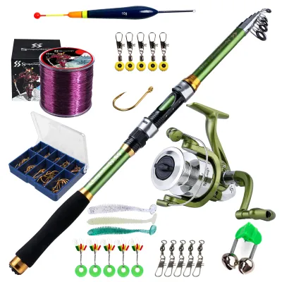 1.8m-2.4m Spinning Rod Glass Fiber Fishing Pole 1000-4000 Fishing Wheel for Saltwater Fishing Reel Pamingwit ng isda Set