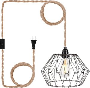 Industrial Plug in Pendant Light - Frideko Hanging Lamp 15ft Hanging Lamps That Plug into Wall Outlet with Adjustable Metal Lampshade for Living Room Bedroom DIY Decor (Graphite)