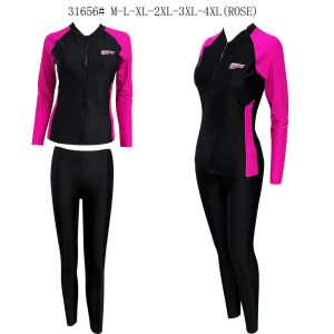 พร้อมส่ง 31656ชุดว่ายน้ำแบบ 2 ชิ้น เเบบซิปยาวด้านหน้า เสื้อเเขนยาว กางเกงขายาว