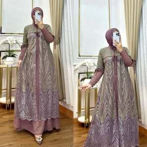 Promo Raisa Dress Baju Gamis Brokat Wanita Dewasa Busui Friendly Baju Lebaran Bahan Ceruty Brukat