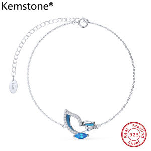 Kemstone 925 Sterling Silver Blue Butterfly 4A Zircon Gold Plated Silver Chain Charm Bracelet Female Jewelry Gift For Womens Jewelry Gift