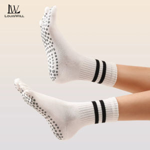 LouisWill Long Yoga Socks Sports Socks with Grips for Women Home House Floor Barre Non-slip Socks Dance Pilates Fitness Cotton Stocking Gym Yoga Socks Anti Slip Socks