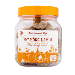 Ô mai Mơ Hồng Lam 4 - Là ô mai tách hạt sản phẩm thuộc dòng cao cấp Hồng Lam ô mai có vị chua ngọt cam thảo