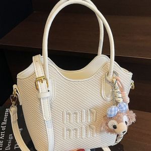 NALLCHEER Túi đeo vai vải dệt thanh lịch với chữ thêu và dễ thương quyến rũ cho phụ nữ