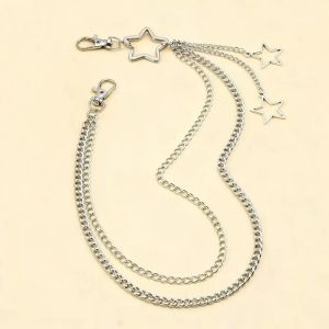 SIQIN Layered Chains Punk Pants Chain Pentagram Star Pendant Gothic Rock Accessories Punk Harajuku Style Waist Belt Chain