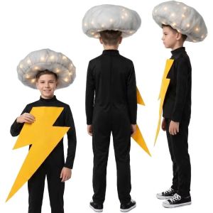 LIUJIR Luminous Headpiece LED Light Up Hat Soft Skin-Friendly Fabric Lightweight Stretchy Kids Costume Set Outstanding Visual Effect Neat Tailoring Stage Performance Wear Halloween Party