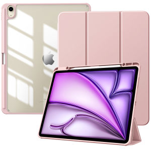 TiMOVO Case for New iPad Air 13 inch (M2) 2024 with Pencil Holder Slim Stand Protective Cover with Clear Transparent Back Shell for iPad Air 13 inch Auto Wake/Sleep Table Protective Cove