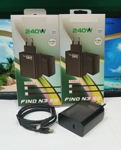 Charger OPP FIND N3 5G 240W Full Black Cable Type C To Type C Support Fast Charging