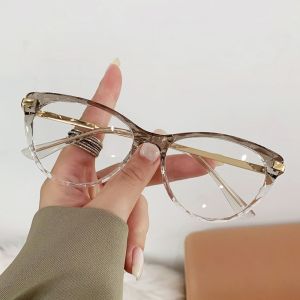 YAOO Leopard Print Anti Blue-lay Eyewear Lightweight Thin-frame Women Plain Glasses Contrast Color Decorative Cat Eye Glasses Business