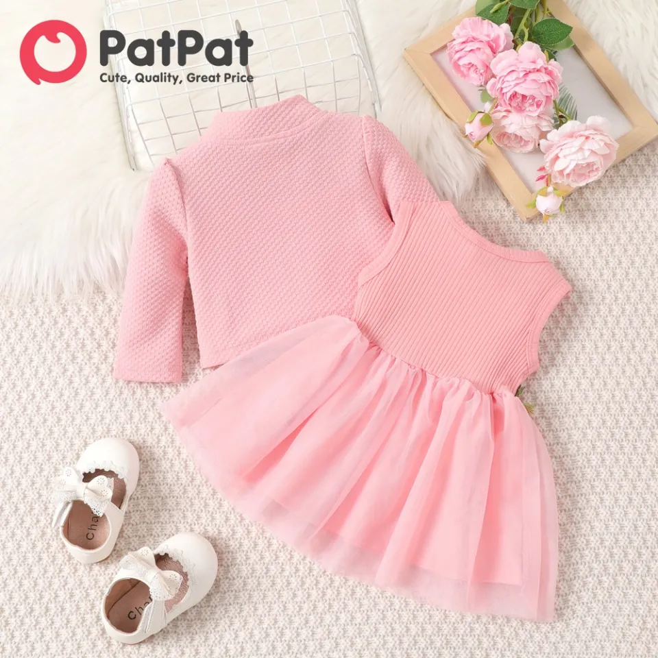 PatPat Baby Girls Clothes Set Dress For Baby Girl 2pcs Pink
