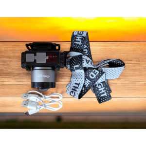 OneLight Senter Kepala LED Zoom Cahaya Putih Type C Indikator Baterai GCS Wolf Head - YSShop