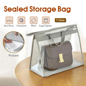 Handbag Dust Protector Purse Protector PVC Clear Waterproof Dust-proof Storage Bag Metal Zipper Hanging Bag Organizer