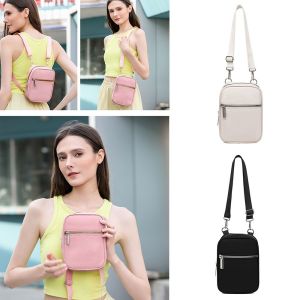 SEJUE4373 Dây đeo vai có thể điều chỉnh Túi Đeo Vai Nữ Trọng lượng nhẹ Vải bố Ba lô nữ mini Thường ngày Dây kéo Túi đeo trước ngực Điện thoại di động