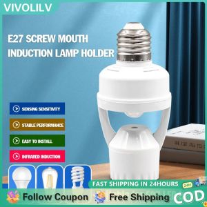 VIVOLILV E27 LED Lamp Bulb Holder Infrared Induction Motion Sensing E27 Socket PIR Human Body Sensor Socket Switch Base LED Bulb Lamp Holder