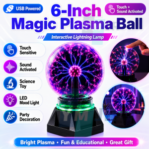 Magic Plasma Ball Touching Sound Sensitive Plasma Lamp Light for Parties Decorations Kids Bedroom