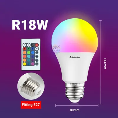 Bohlam LED RGBW 7/12/18 Watt Remote Control 16 Warna Dimmable / Lampu RGB LED Bulb / Warna Warni E27