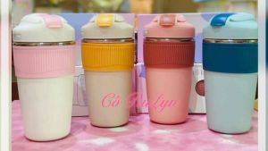 Bình giữ nhiệt Ly giữ nhiệt dễ thương có ống hút inox 316 chống gỉ dung tích 480ml tặng sticker 3d ngẫu nhiên