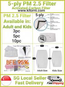 (SG READY STOCK) 10pcs PM 2.5 Filter BFE 95% Activated Carbon Filter Adult and Kids Protective Filter Mask Filter Mask Accessories Filter Pad (AC001)