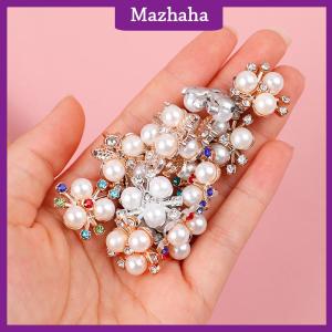 Mazhaha 10 chiếc kẹp tóc pha lê lấp lánh đính đá hoa ngọc trai thủ công tự làm