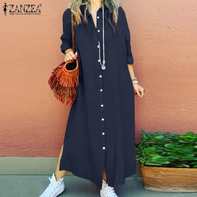 Long sleeve button down dresses hotsell