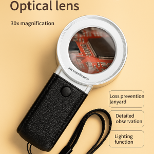 30X Handheld Reading Magnifying Glass Double Lens Waterproof Microscope Magnifier Portable High Power Magnifier