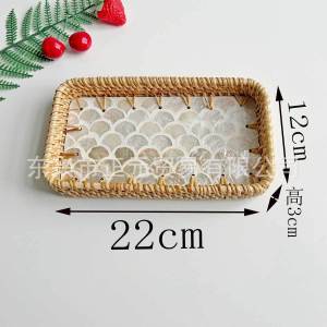 Vietnamese rattan woven shell tray small rectangular shell tray snack and fruit tray storage basket fruit basket storage basket