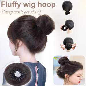 Women Hair Bun Wigs Fluffy Ball Head Hair Ring Natural Looking Synthetic Hairpiece Wigs For Women