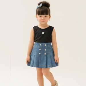 Rok celana anak perempuan 1-12tahun rok lipit anak jeans premium bawahan anak 2in1