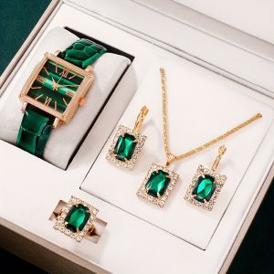 5pcs/set Fashion Women Quartz Watch Female Clock Square Dial Luxury Brand Design Watches Simple Ladies Wristwatch Montre Femme h260612