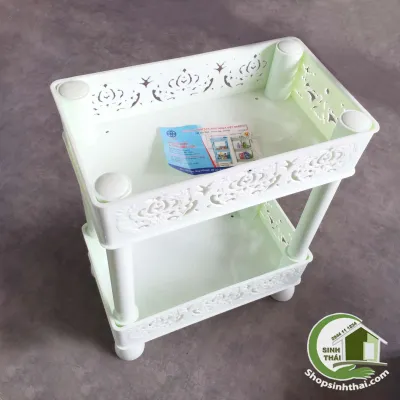 [HCM]Kệ nhựa hai tầng đựng gia vị kệ chữ nhật hoa đựng mỹ phẩm Việt Nhật 30x20x36cm