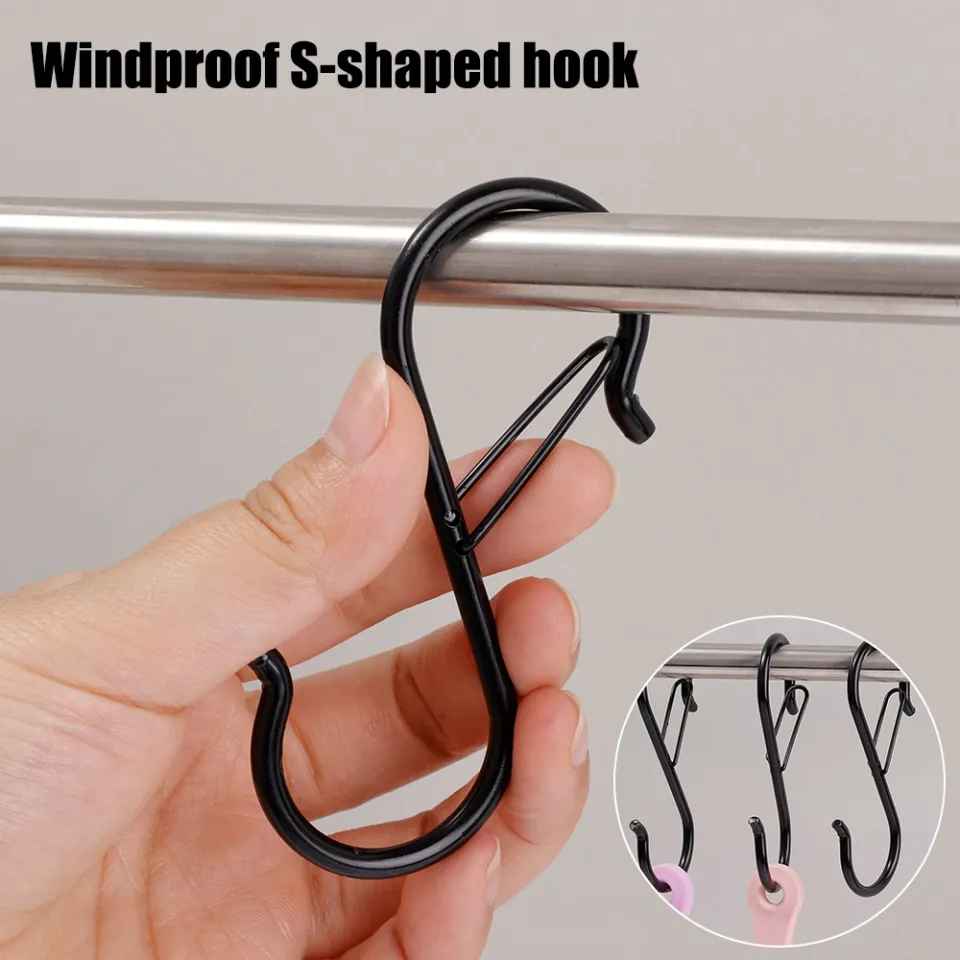 5/10Pcs Windproof S Shaped Hanger Hook Heavy Duty Metal Hanging Hooks Clasp  for Kitchen Pot Shelf Home Bathroom Storage