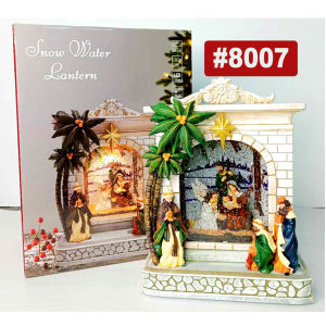 SCHKEY l Holy Family Nativity Glitter with Music Christmas Sculpture Festive Decoration ( 8007 / 8008 )