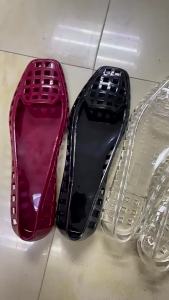 [Free Shipping] Korean square-toed jelly shoes shallow slip-on shoes crystal shoes PVC outdoor casual sandals slip-on dance shoes