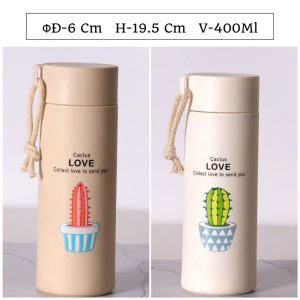 Bình Nước Thuỷ Tinh Cactus Love Bọc Nhựa Giữ Nhiệt Lõi Thuỷ Tinh 400 Ml - BGN08