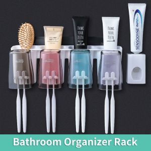 Creative Storage Solution: Wall-mounted Toothbrush Set & Mouthwash Cup Holder