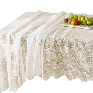 Lace Tablecloth for Elegant Gatherings Featurings Openwork Design Polyester Lace Fabric Dining Table Cover Sleeve