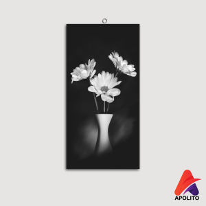 HIASAN DINDING KAMAR BUNGA BLACK AND WHITE AESTHETIC (15X30) WALL DECOR PAJANGAN DINDING KAMAR POSTER REALISTIK BAGUS KAYU RUANGAN HIASAN DINDING KAMAR REALISTIK