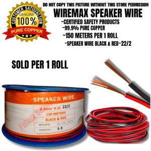 WIREMAX SPEAKER WIRE BLACK AND RED gauge (16/2) (18/2) (22/2) Pure Copper Wire Per 150 Meters WIREMAX