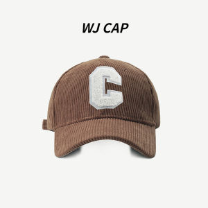 【WJ】Baseball Hat Womens Autumn and Winter New Corduroy Sports C Letter Net Red Outdoor Same Style Mens Hard Top Duck Tongue Hat